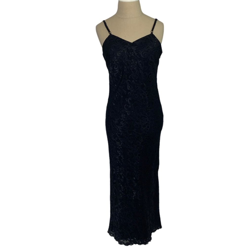Vintage black lace maxi dress small
